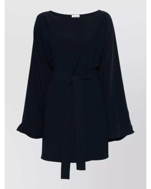 P.A.R.O.S.H. Blue Mini Dress Belted Waist Long Sleeves