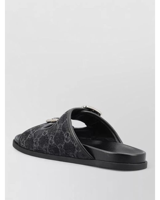 Gucci Black Rhein Slide Sandals Signature Gg Denim for men