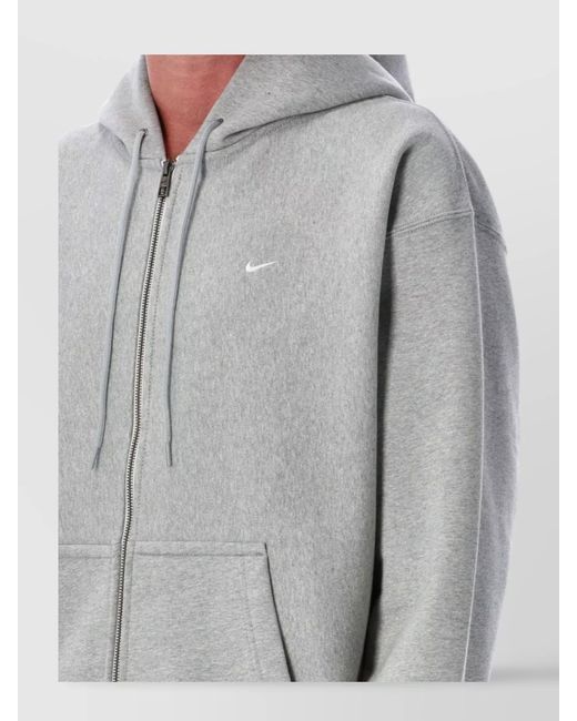 Nike Gray Cotton Blend Relaxed-Fit Zip Hoodie for men