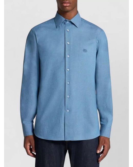 Etro Blue Cotton Classic Shirt for men
