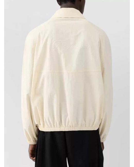 Jacquemus Natural Zip Up Windbreaker Jacket Drawstring Hem for men