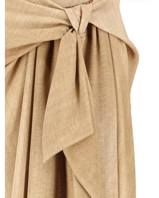 Ermanno Scervino Natural Midi Skirt Wrap Design Bow Detail