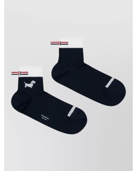 Thom Browne Blue Cotton Pointelle-Knit Crew Socks
