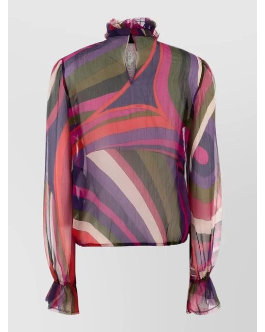 Emilio Pucci Red Silk Printed Blouse