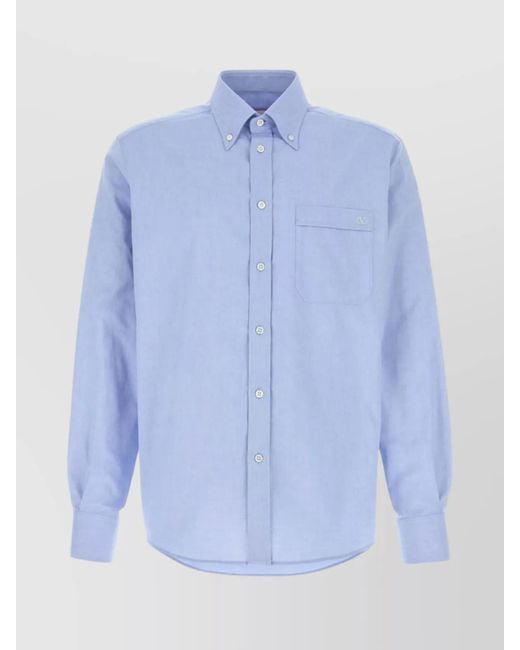 Valentino Garavani Blue Cotton Oxford Shirt for men