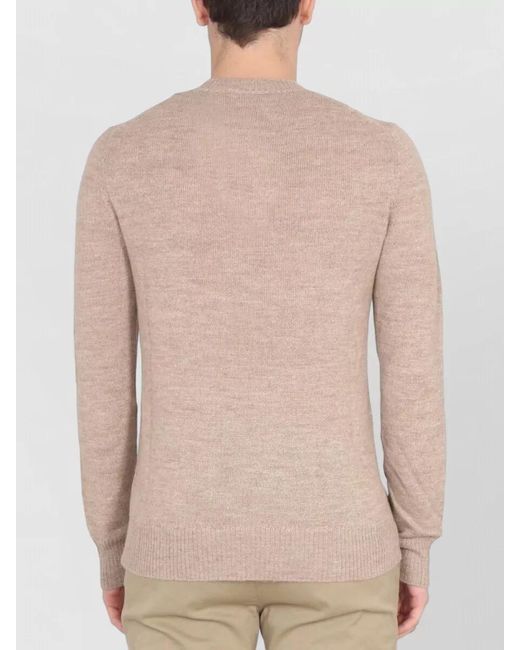 Ballantyne Natural Crew Cross Neckline Ribbed Knit Sweater for men