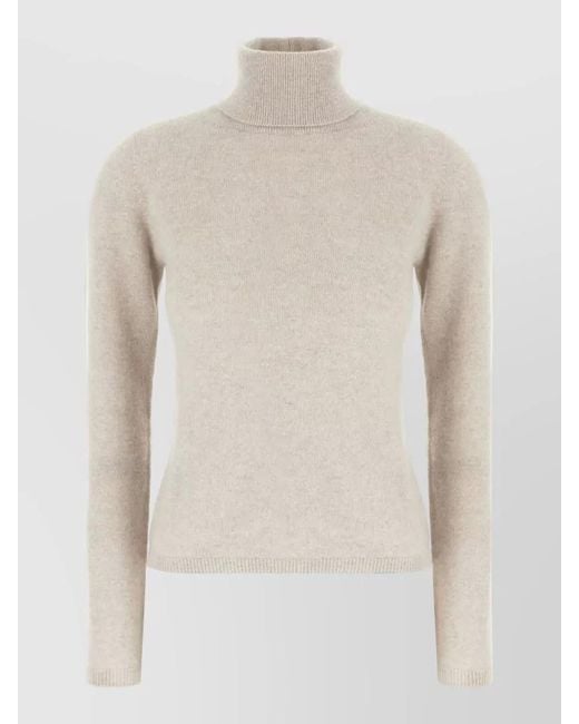 Vanisé White Cashmere Turtleneck Sweater Long Sleeves