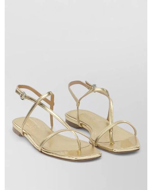 Aeyde Natural Ella Flat Sandals Metallic Strappy Design