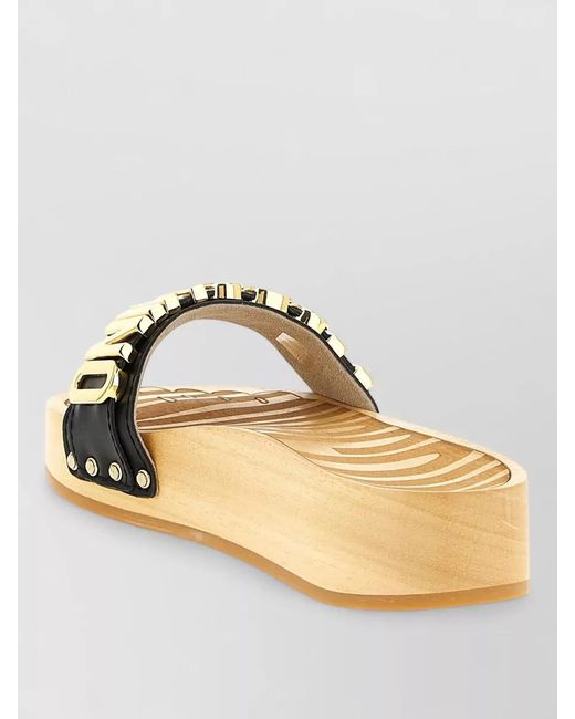 Moschino Metallic Leather Clog Sandals
