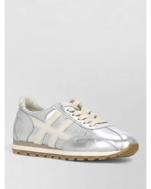 Hogan White Suede Low Top Sneakers Rubber Sole
