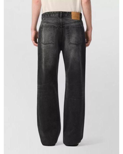 AMI Black Straight Leg Denim Trousers Five Pocket Design for men