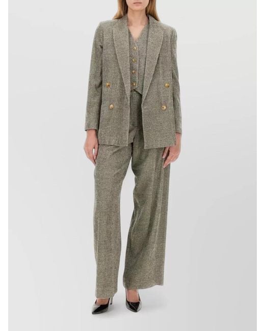 Alysi Multicolor Longline Double Breasted Jacket Notch Lapels