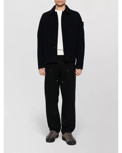Stone Island Black Virgin Wool Long-Sleeve Lightweight Jacket for men