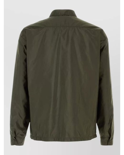 Prada Green Renylon Shirt Chest Pocket Collared Neck for men