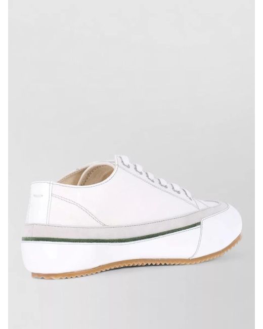 Maison Margiela White Cotton Low Top Lace-Up Sneakers for men
