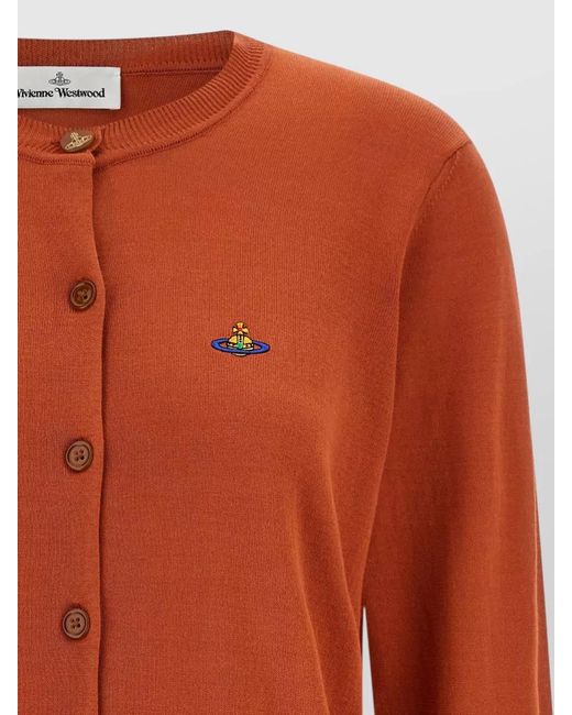Vivienne Westwood Orange Bea Knit Cardigan Crew Neck Long Sleeves