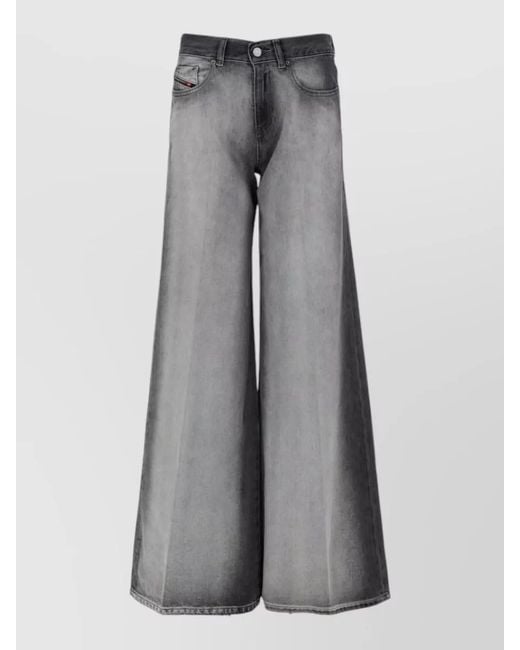 DIESEL Gray Wide Leg Pants Belt Loops Back Pockets