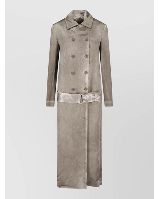 DIESEL Gray Belted Double Breasted Casual Coat Long Sleeves
