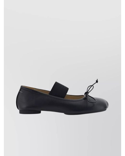 MM6 by Maison Margiela Black Leather Ballerina Shoes