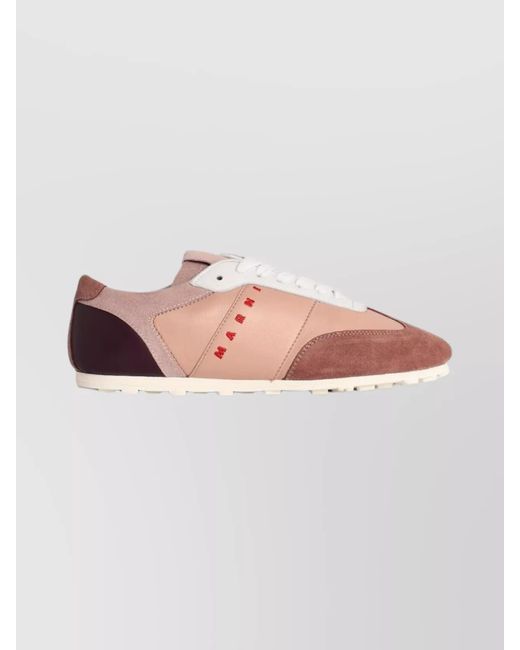 Marni Pink Leather Low-Top Sneakers