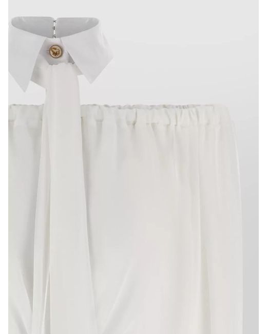 Elisabetta Franchi White Off-Shoulder Semi-Sheer Blouse