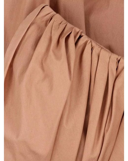 Chloé Natural Draped Midi Skirt Elastic Waistband Pocket