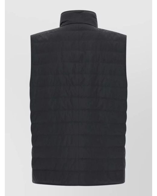 Brunello Cucinelli Black Horizontal Quilted Goose Down Technical Vest for men