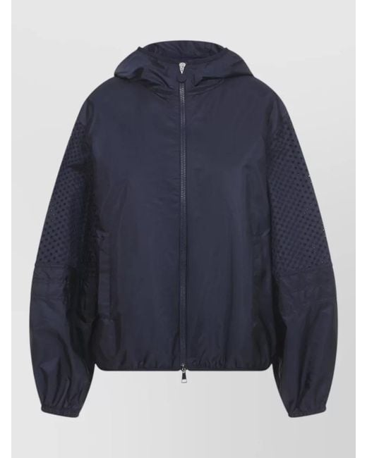 Moncler Blue Zelkova Hooded Jacket Balloon Sleeves