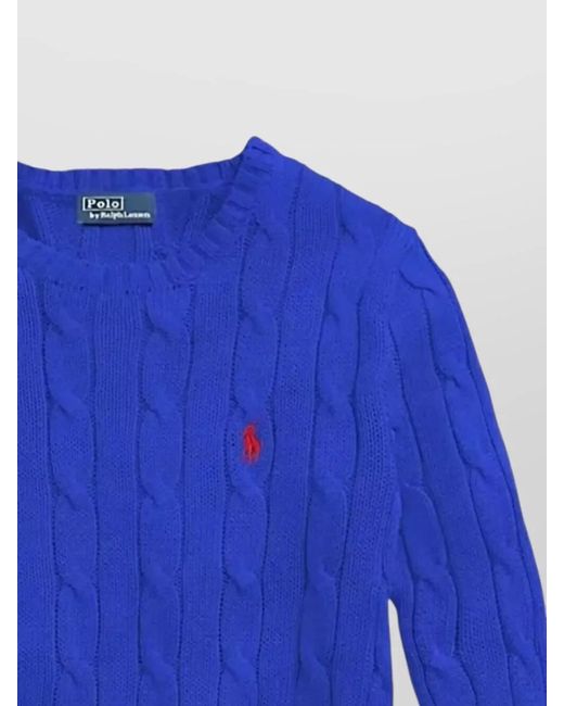 Polo Ralph Lauren Blue Cable Knit Slim Fit Cotton Jumper