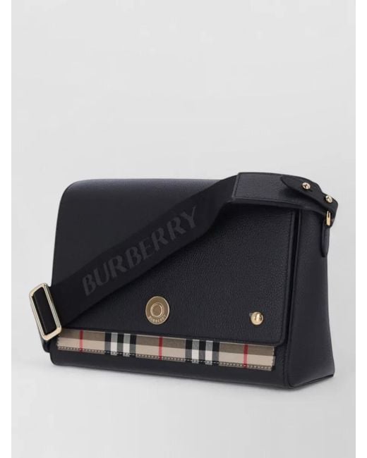 Burberry Black Check Pattern Crossbody Bag Adjustable Strap