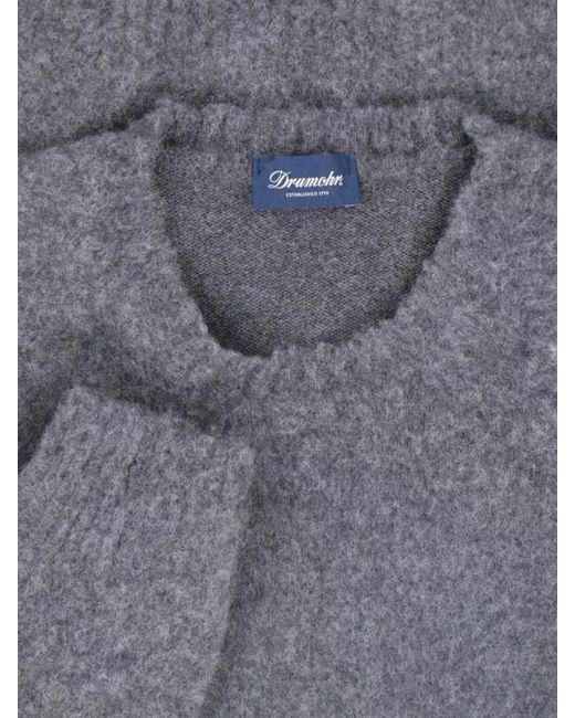 Drumohr Gray Cashmere Crewneck Jumper for men