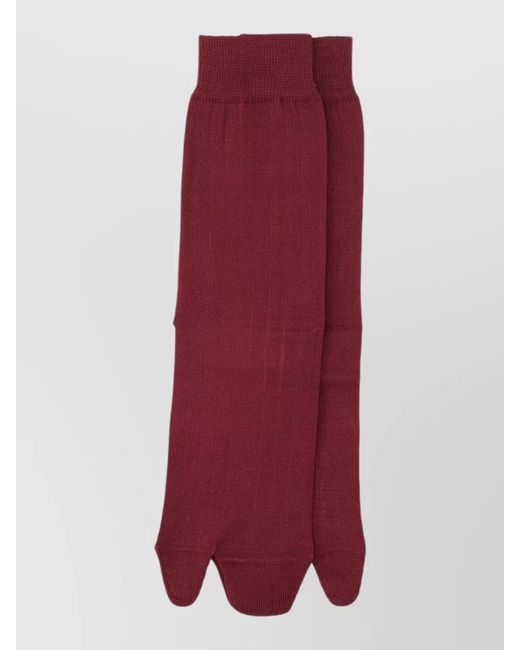 Maison Margiela Red Ankle Length Ribbed Socks Toe Separation