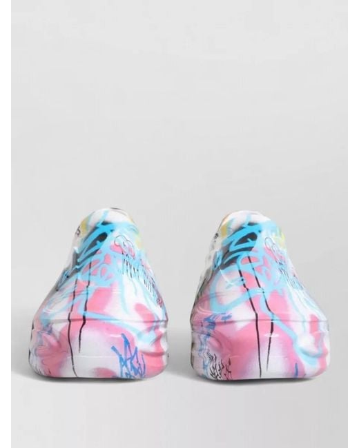 Dolce & Gabbana Blue Leather Graffiti-Print Slip-On Sneakers for men