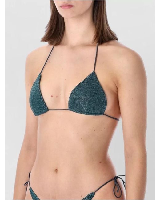 Oseree Blue Lumiere Halter Triangle Bikini High Cut