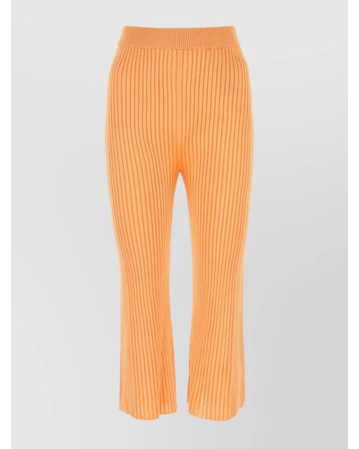 【関税&送料込】Jil Sander Viscose Blend Pants Jil Sander Viscose Ribbed Cropped Pants in Orange | Lyst