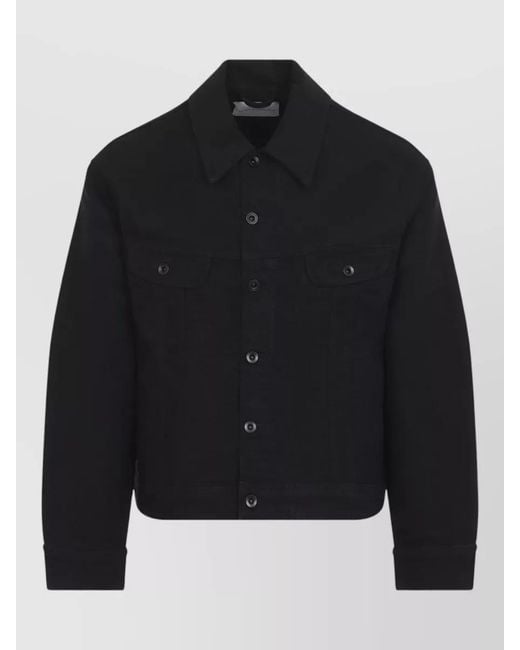 Studio Nicholson Black Cotton Cropped Single Breasted Coat for men