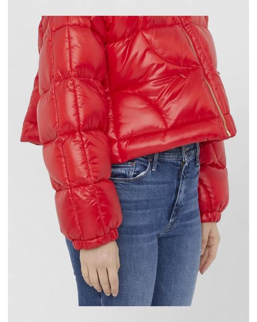 Patou Red Short High Collar Quilted Puffer Jacket