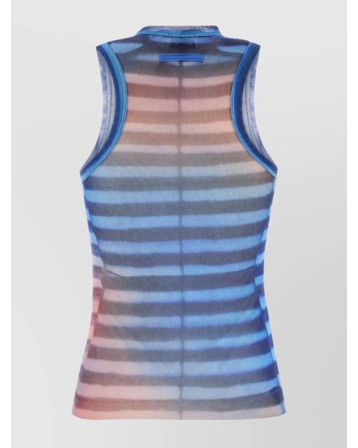 Jean Paul Gaultier Blue Printed Mesh Tank Top