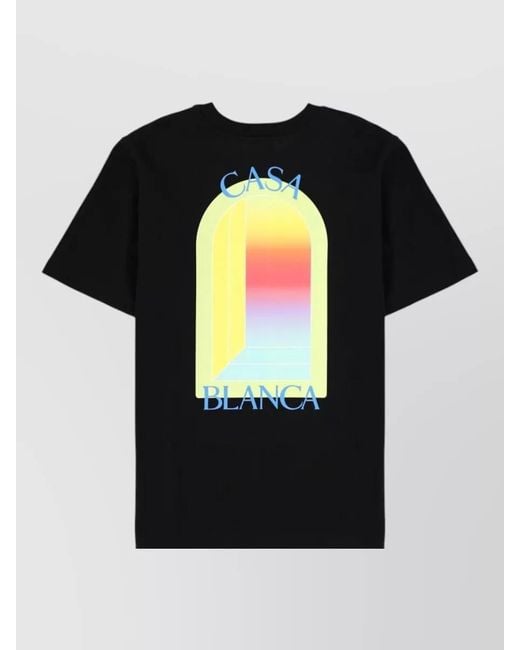 Casablanca Black Short Sleeve Graphic Print Crew Neck T-Shirt for men