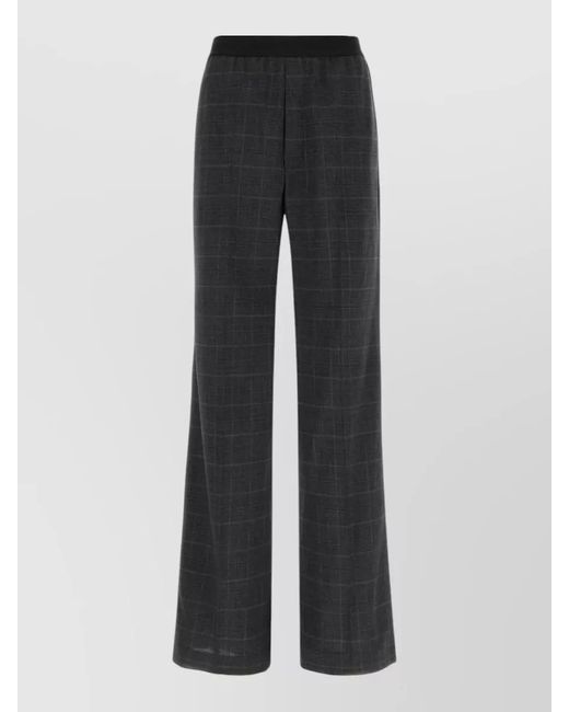 Balenciaga Gray Wool Trousers Wide Leg Checked Pattern for men