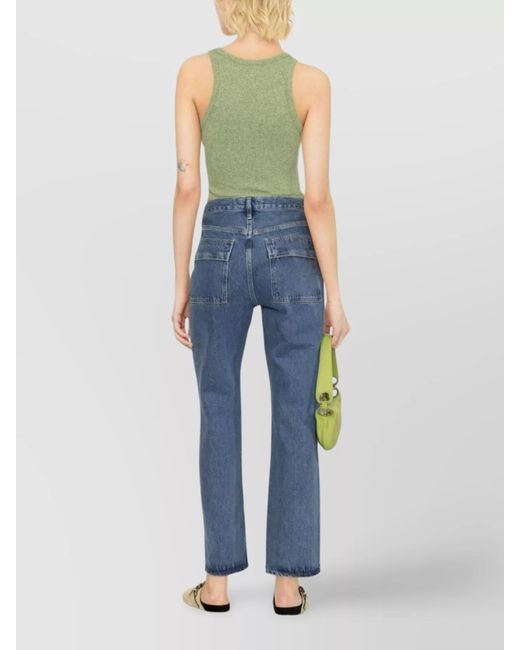 Agolde Blue Denim High-Rise Cargo Straight-Leg Jeans