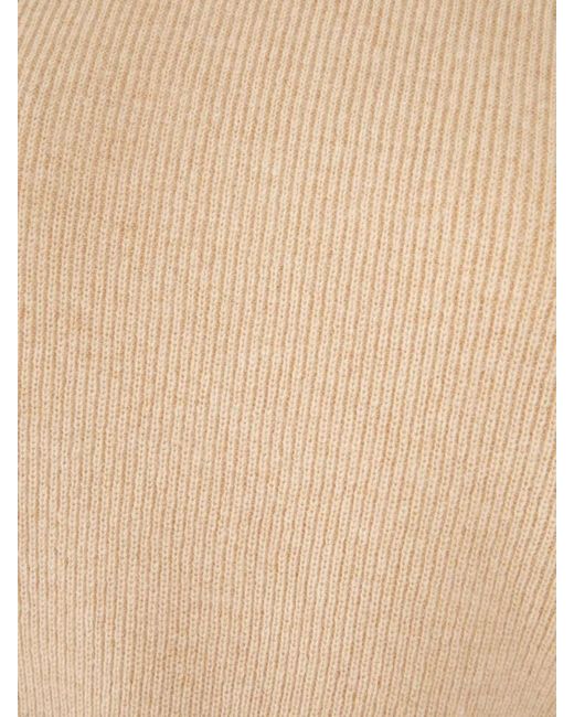 Malo Natural Cashmere Sweater Cropped Long Sleeve Ribbed