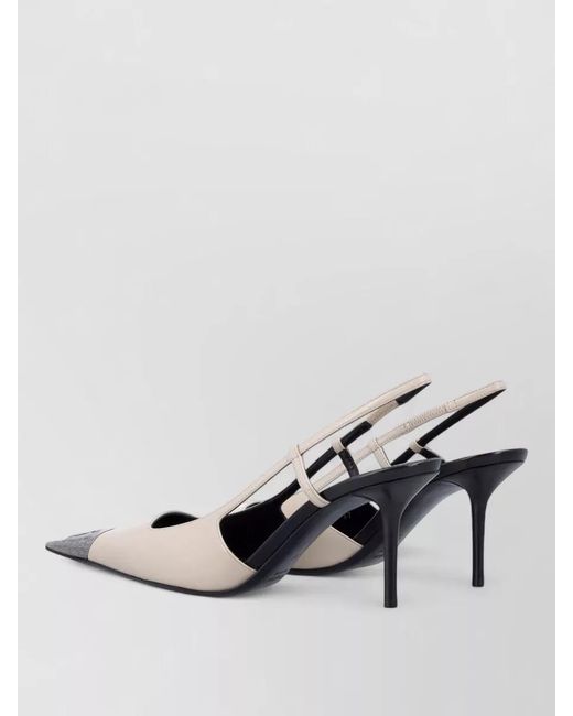 Saint Laurent White Leather Slingback Pumps