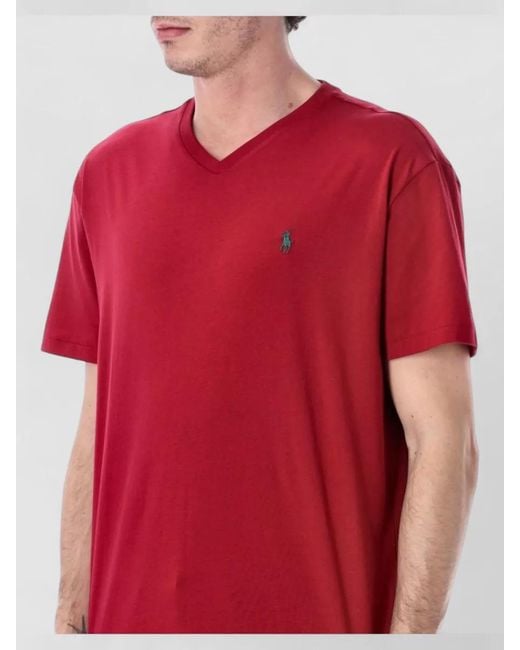 Polo Ralph Lauren Red Cotton Jersey V Neck Short Sleeve T-Shirt for men