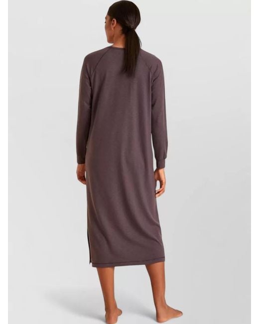 Calida Purple Nightdress Crew Neck Long Sleeves Midi