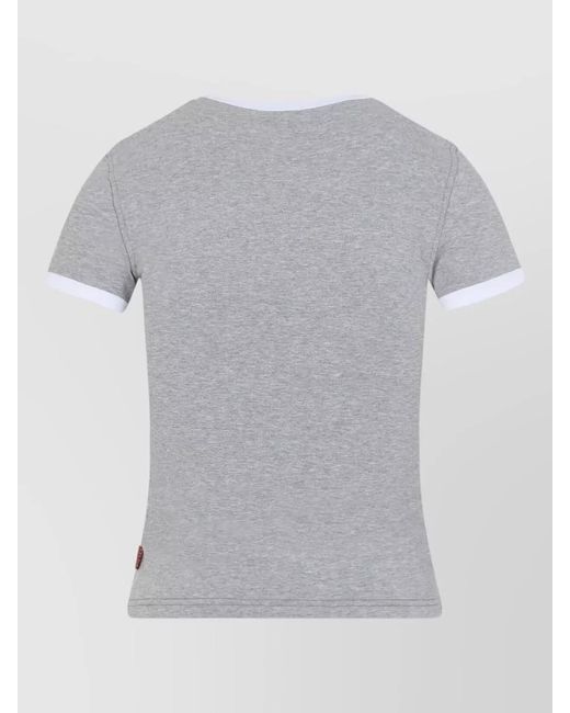 DIESEL Gray Ribbed Slim-Fit Graphic T-Shirt