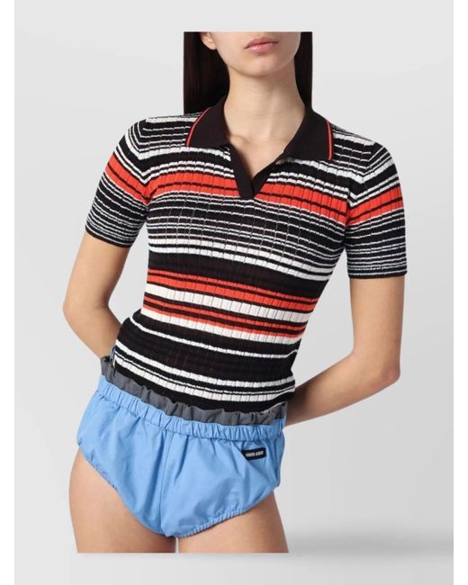 Roberto Collina Blue Cotton Blend Striped Polo Shirt