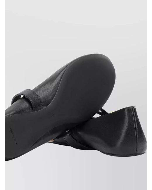 Tory Burch Black Leather Ballerina Flats