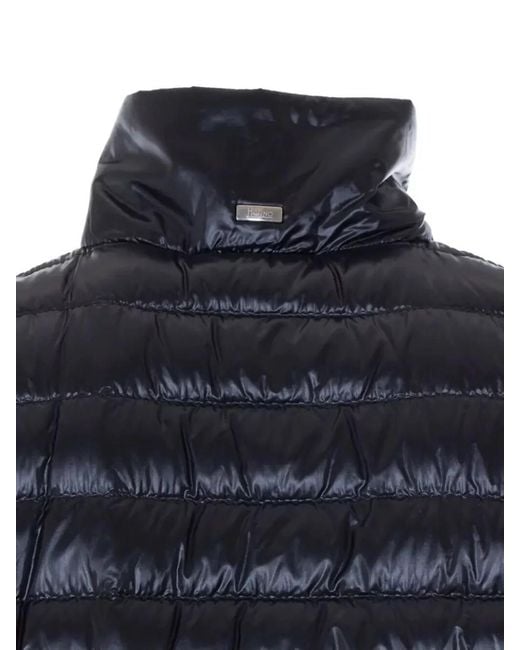 Herno Blue Hooded Rain Cape High Neck Padded