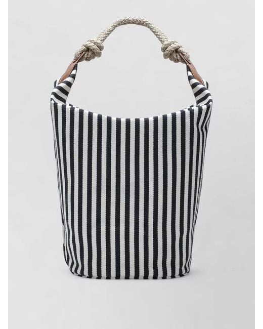 Miu Miu White Bucket Bag Rope Handle Striped Pattern